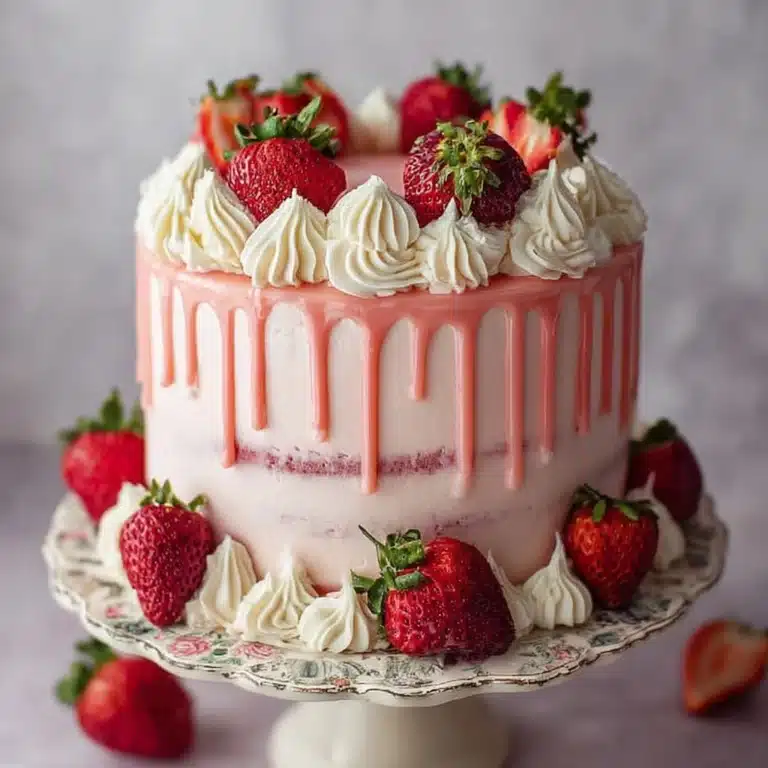 Fresh Strawberry Drip Cake Recipe