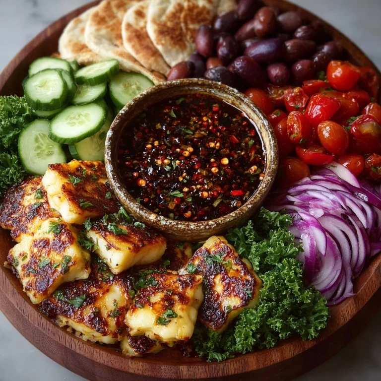 Greek Halloumi Mezze Platter with Chili Honey Drizzle Recipe