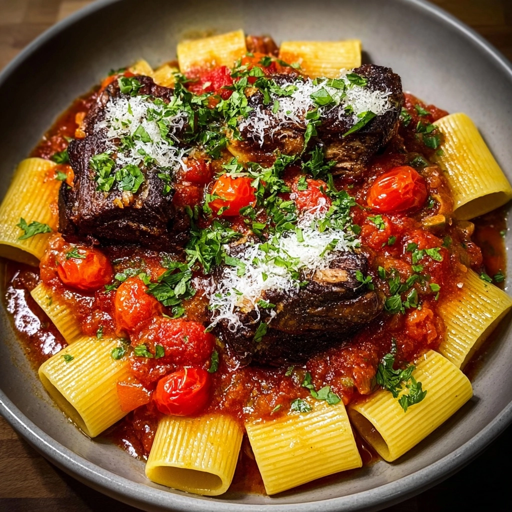 ibs in Rustic Tomato Sauce with Rigatoni Recipe