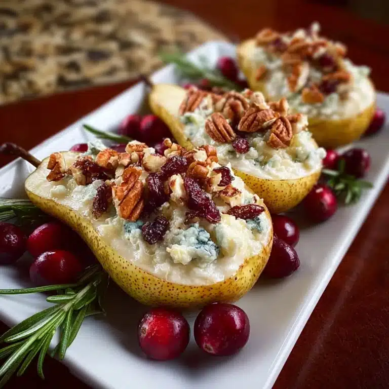 Stuffed Pears with Brie, Cranberries & Crunchy Pecan Crust Recipe