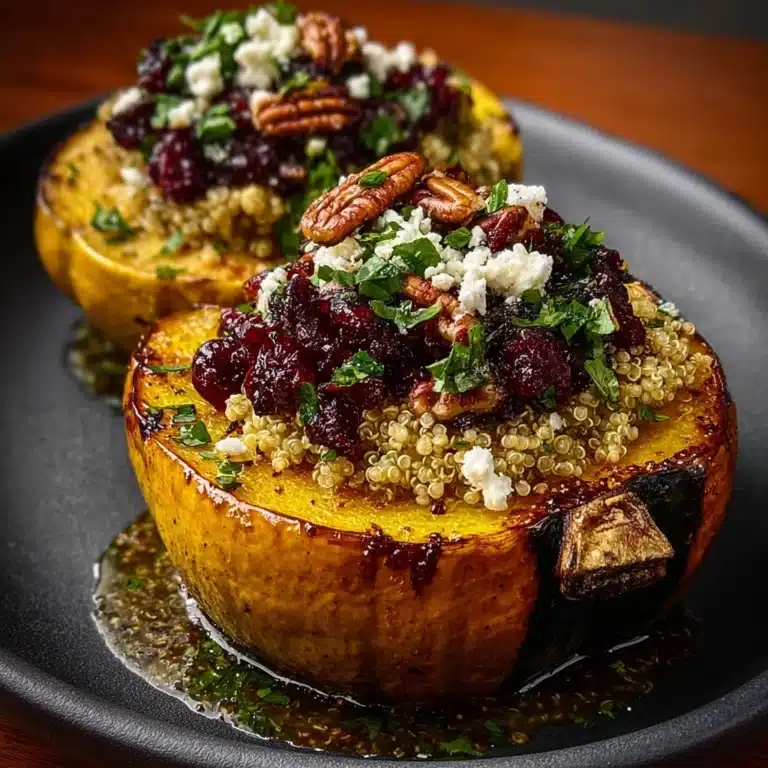 Stuffed Acorn Squash with Quinoa, Cranberries & Feta Recipe