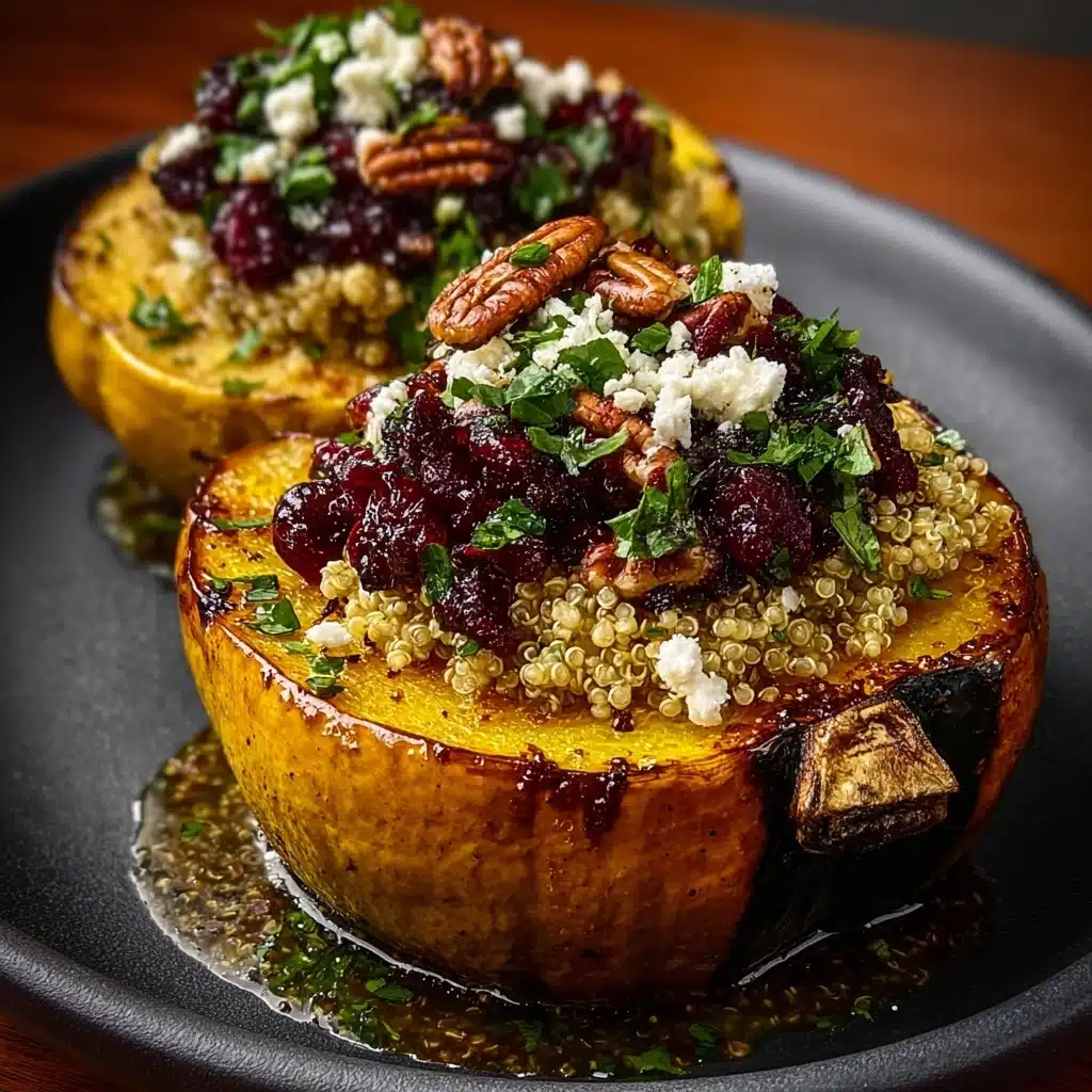 Stuffed Acorn Squash with Quinoa, Cranberries & Feta Recipe