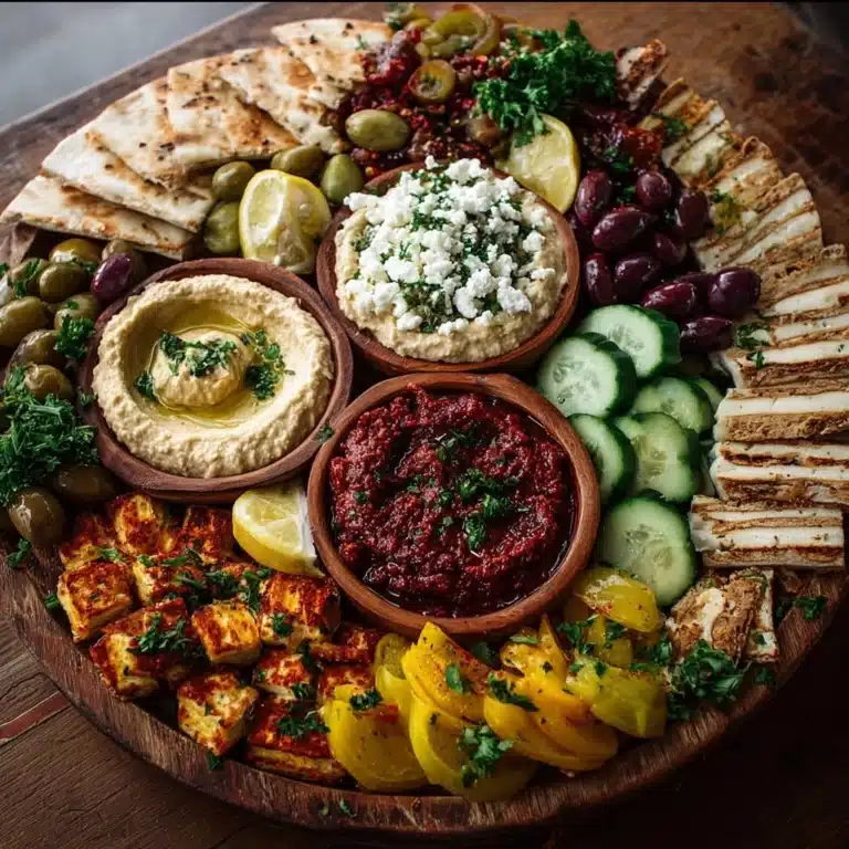 Mediterranean Grazing Board with Roasted Red Pepper Dips Recipe