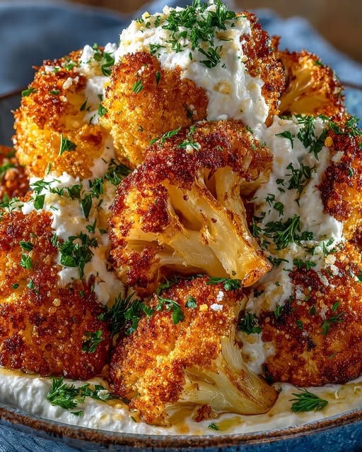 Crispy Parmesan Cauliflower with Whipped Feta Sauce Recipe
