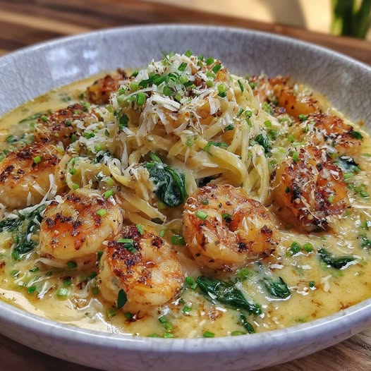 Shrimp Alfredo with Spinach Recipe - Recipe Image