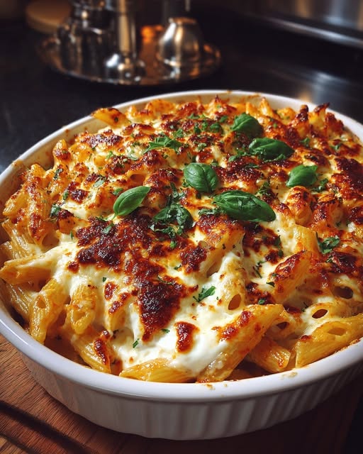 Creamy Tomato Burrata Pasta Bake Recipe - Recipe Image
