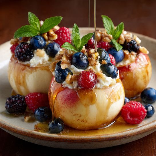Baked Pears with Berries, Honey, Walnuts & Blue Cheese Recipe - Recipe Image