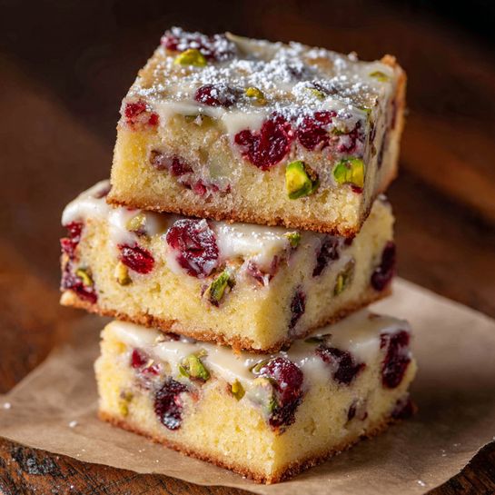 White Chocolate Cranberry Pistachio Bars Recipe - Recipe Image