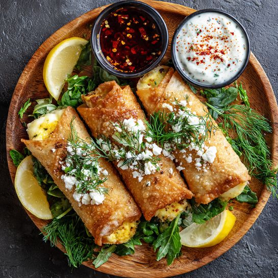 Crispy Fried Feta Rolls with Lemon Honey Recipe