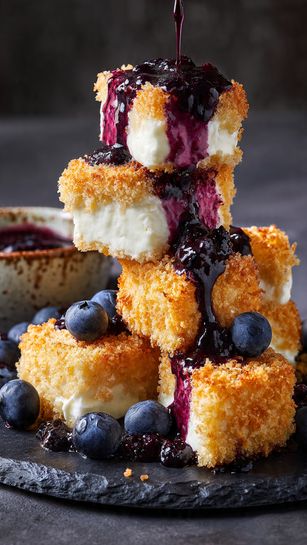 Crispy Feta Bites with Roasted Blueberry Maple Sauce Recipe