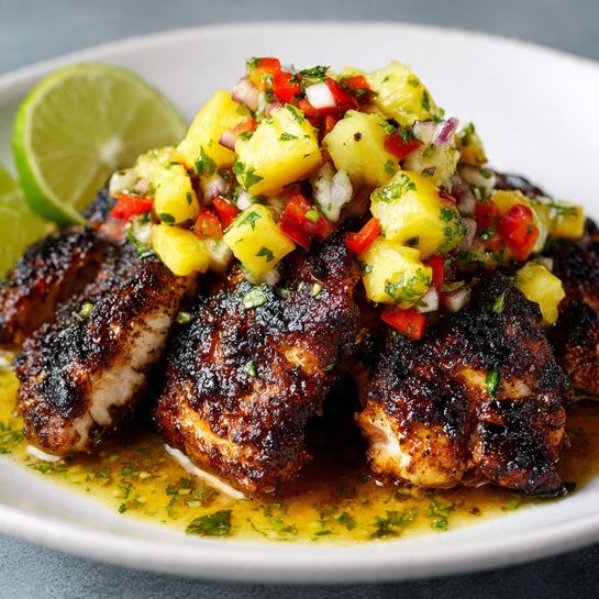 Caribbean Jerk Chicken with Pineapple Salsa Recipe - Recipe Image