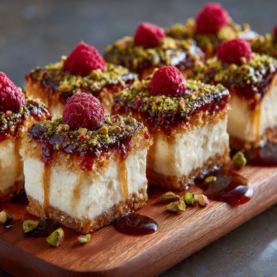 Pistachio-Crusted Brie Bites with Raspberry Honey Glaze Recipe - Recipe Image
