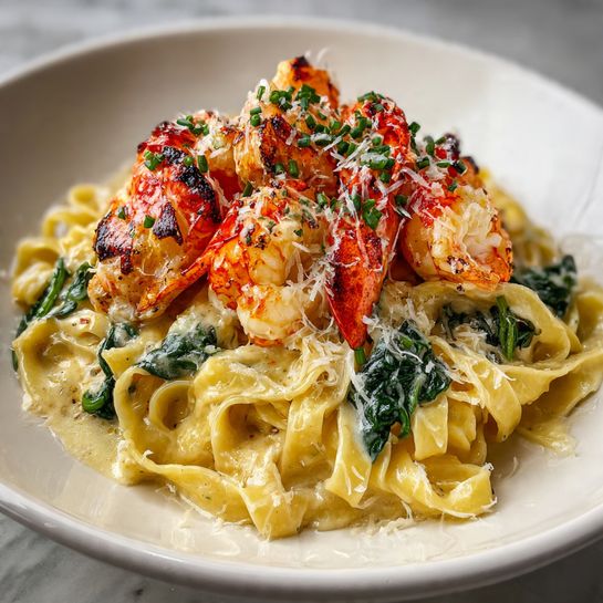 Lobster Alfredo with Spinach Recipe - Recipe Image