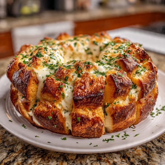 Cheesy Pull-Apart Garlic Bread Wreath with Honey Butter Recipe
