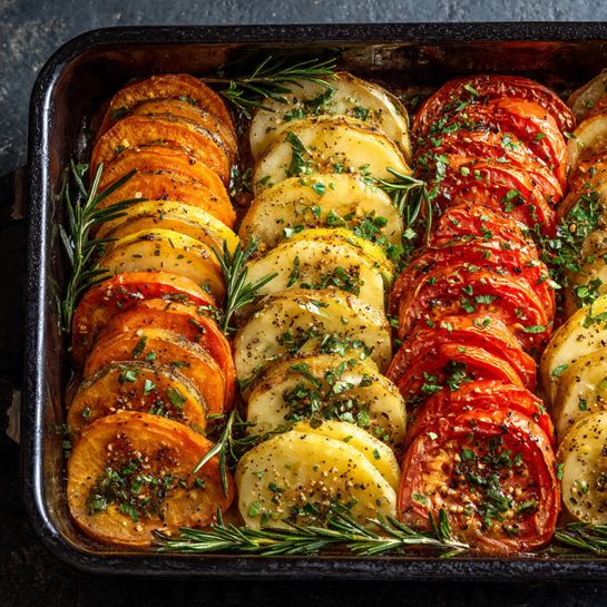 Butternut Squash, Sweet Potato, and Potato Gratin Recipe - Recipe Image