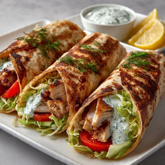 Greek Chicken Pita Wraps with Tzatziki Sauce Recipe - Recipe Image