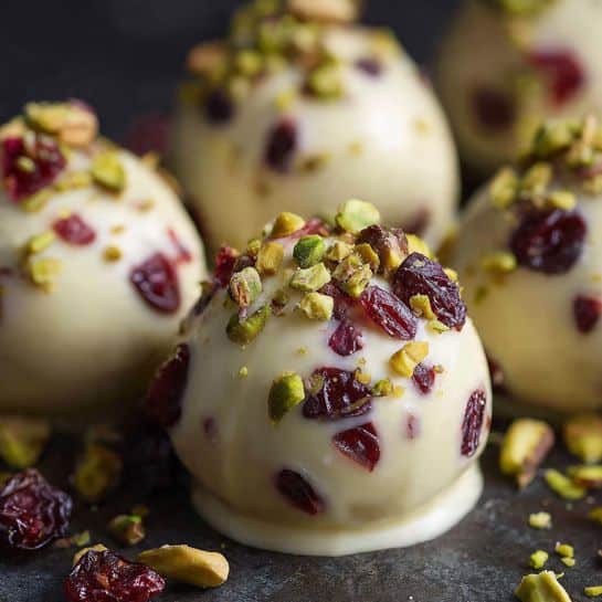 Cranberry Pistachio White Chocolate Truffles Recipe - Recipe Image