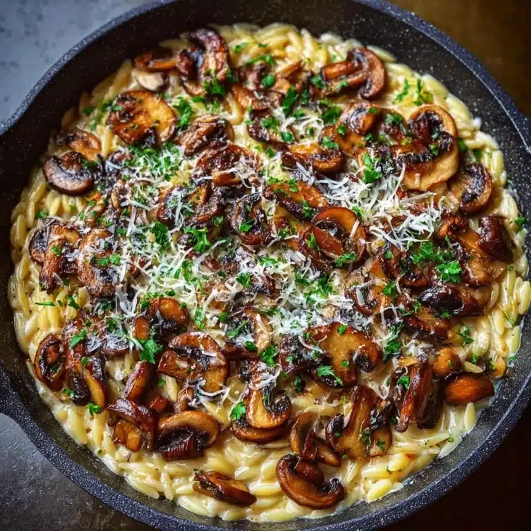 Creamy Garlic Mushroom Orzo Skillet Recipe