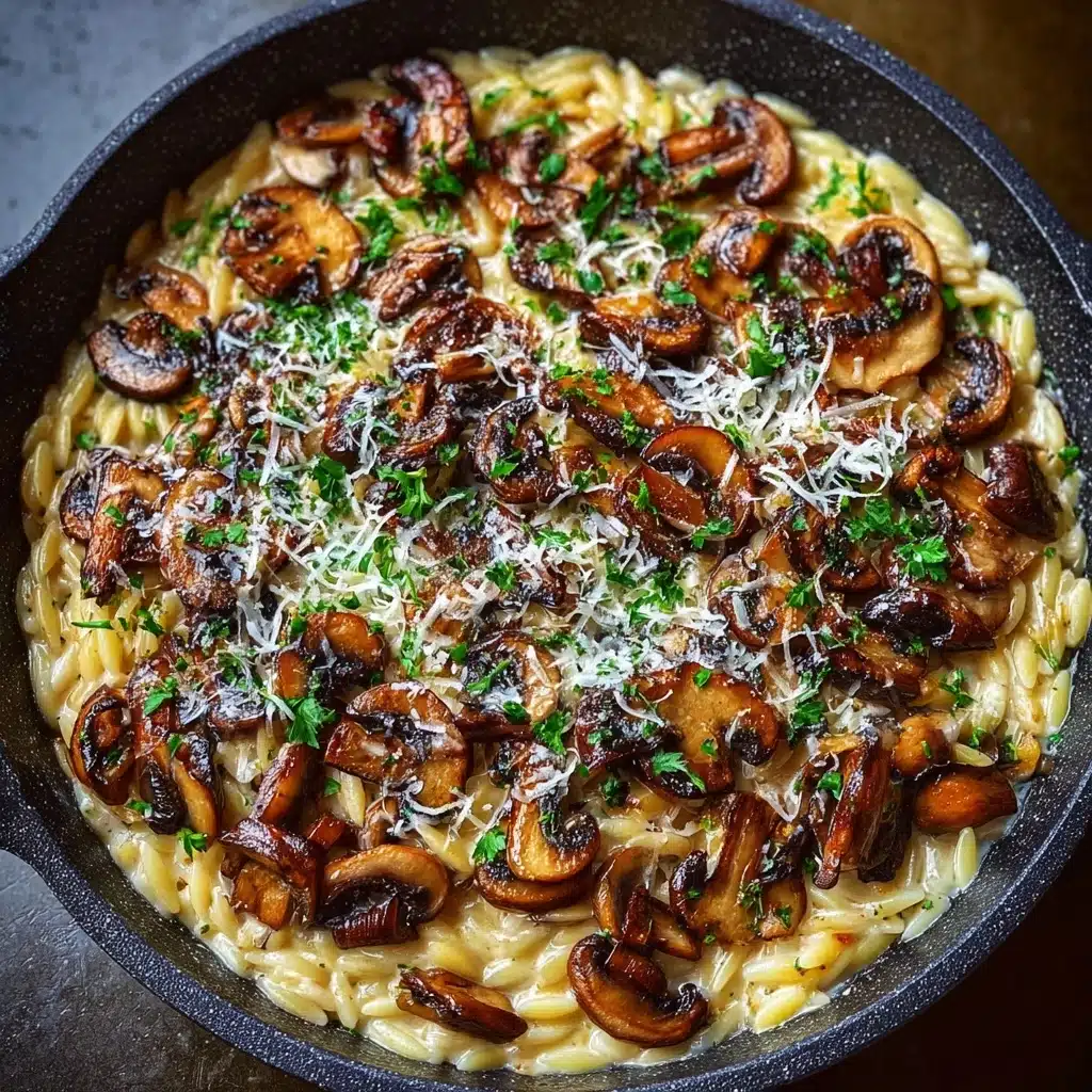 Creamy Garlic Mushroom Orzo Skillet Recipe