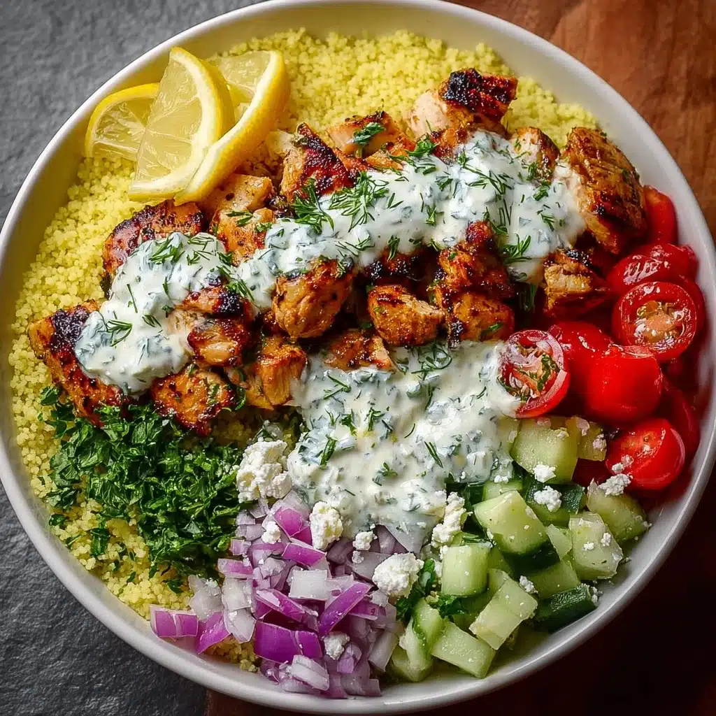 Greek Chicken Souvlaki Bowls with Creamy Feta Sauce Recipe