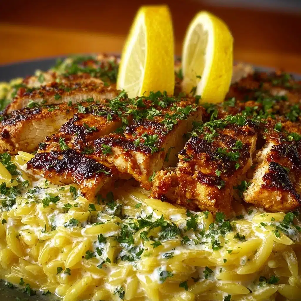 Lemon Butter Dijon Chicken and Orzo with Feta Sauce Recipe