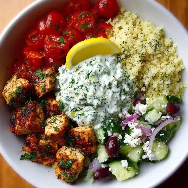 Greek Chicken Souvlaki Bowls with Herbed Yogurt Sauce Recipe