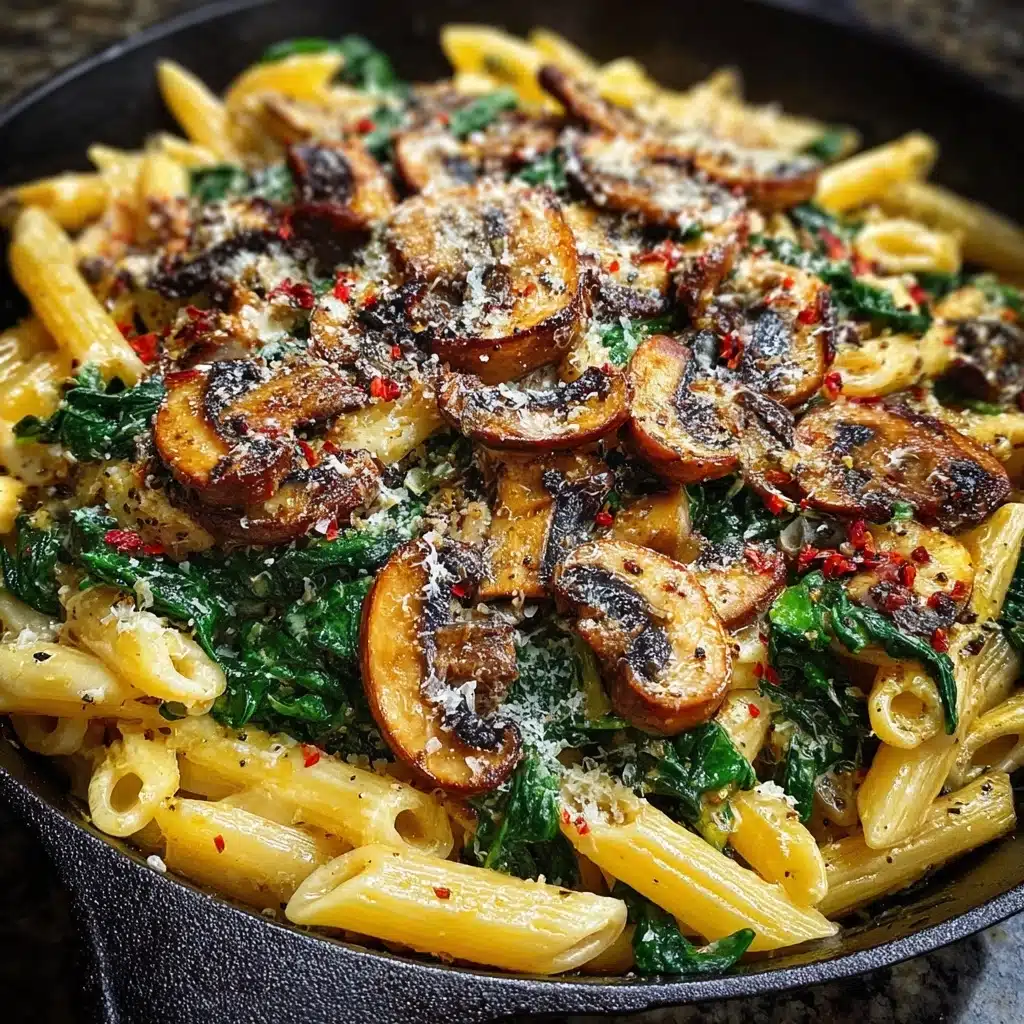Parmesan Spinach Mushroom Pasta Skillet Recipe