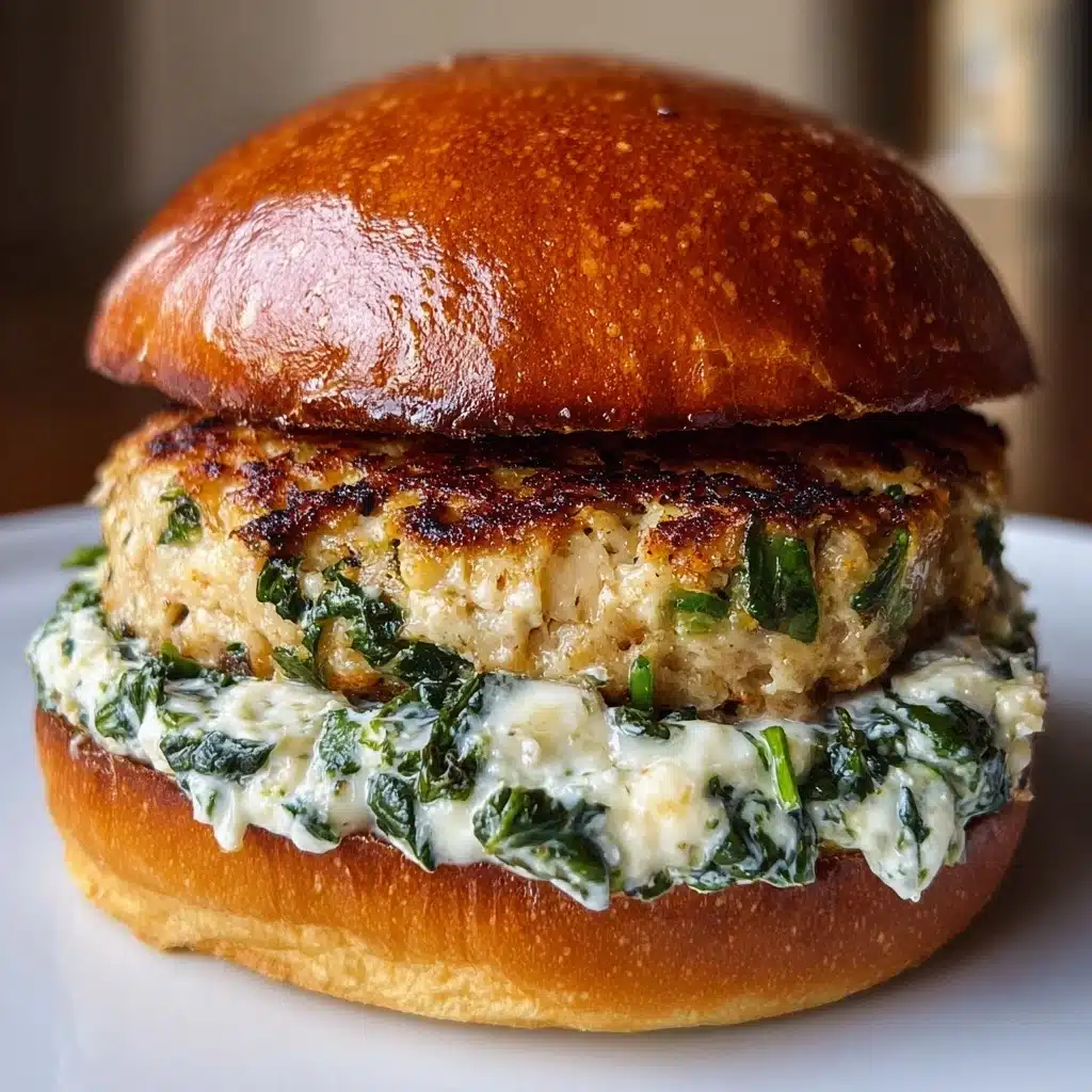 White Cheddar and Spinach Chicken Burgers Recipe