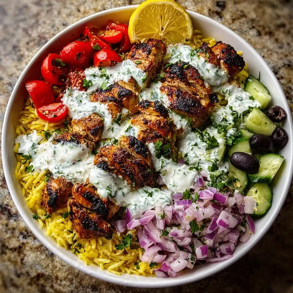Greek Chicken Souvlaki Bowls with Lemon Yogurt Sauce Recipe - Recipe Image