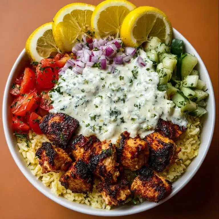 Greek Chicken Souvlaki Bowls with Herbed Tzatziki Sauce Recipe