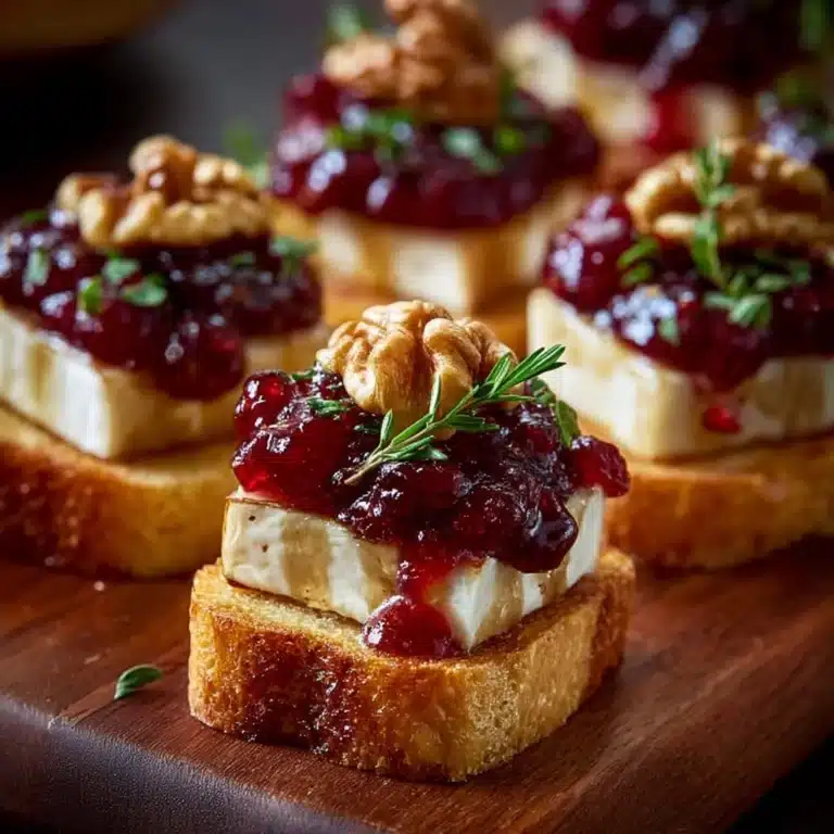 Warm Brie & Cranberry Walnut Crostini with Hot Honey Recipe
