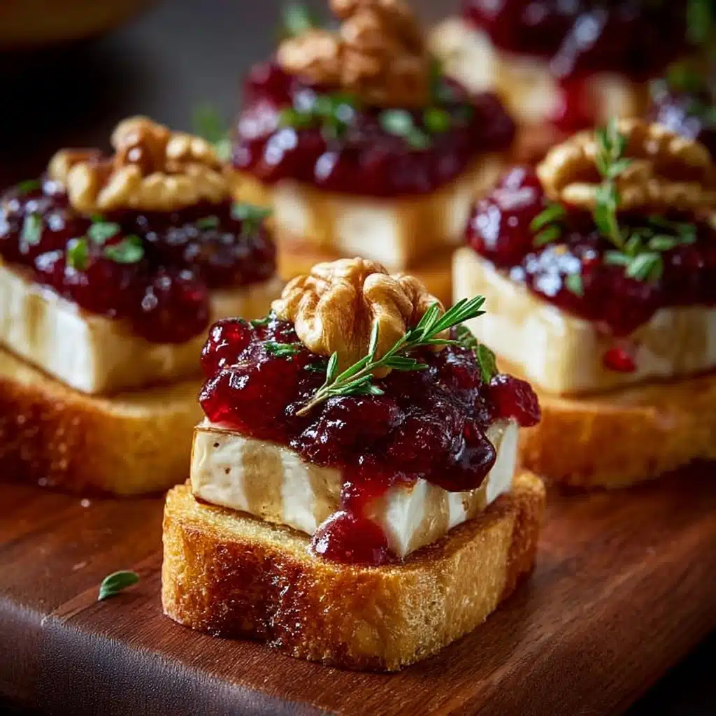 Warm Brie & Cranberry Walnut Crostini with Hot Honey Recipe