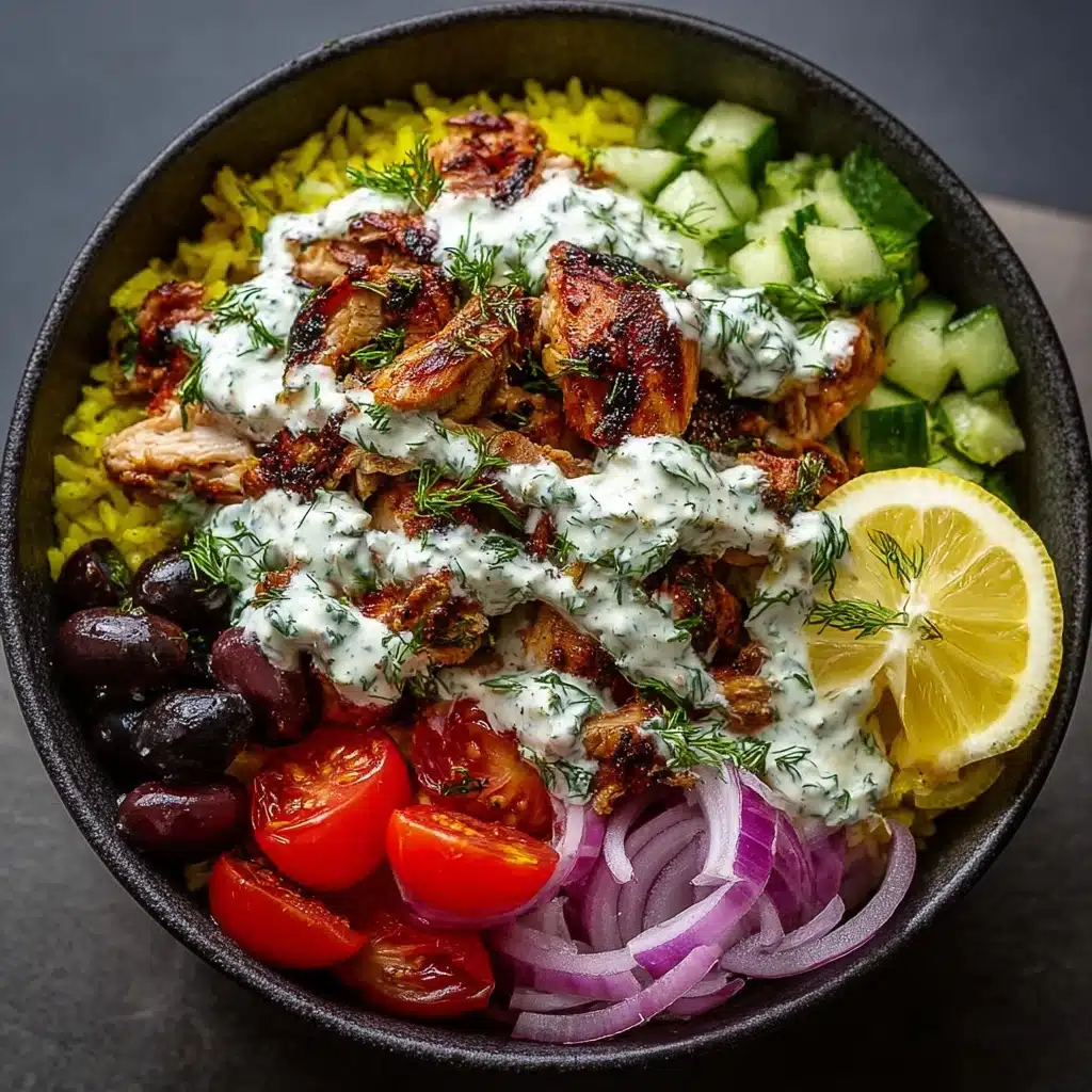 Greek Chicken Gyro Bowls with Dill Lemon Garlic Sauce Recipe - Recipe Image