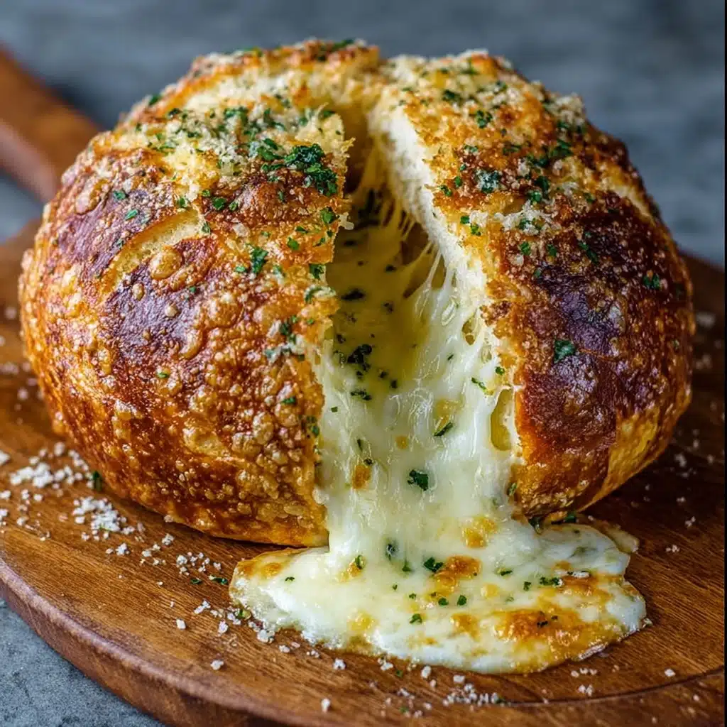 Giant Cheese-Stuffed Garlic Butter Pizza Dough Bomb Recipe - Recipe Image