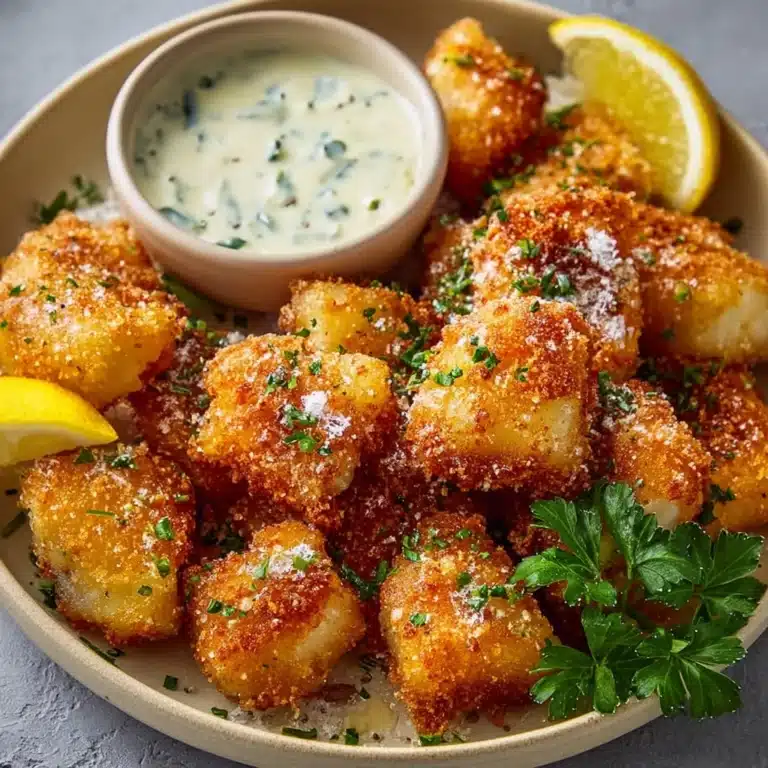 Garlic Butter Cod Bites with Creamy Lemon Herb Dip Recipe