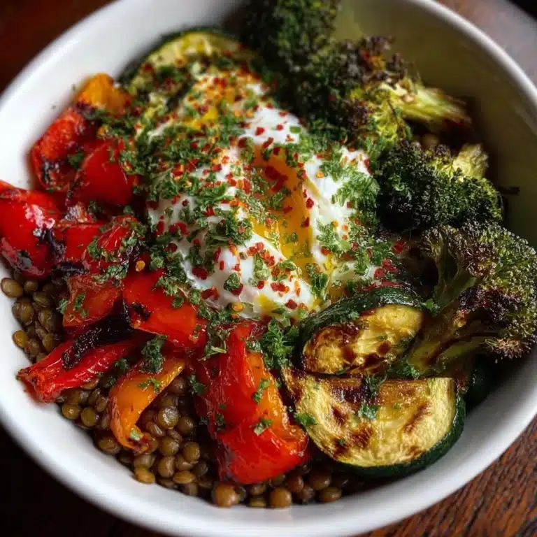 Lemon Garlic Lentil Veggie Bowl Recipe