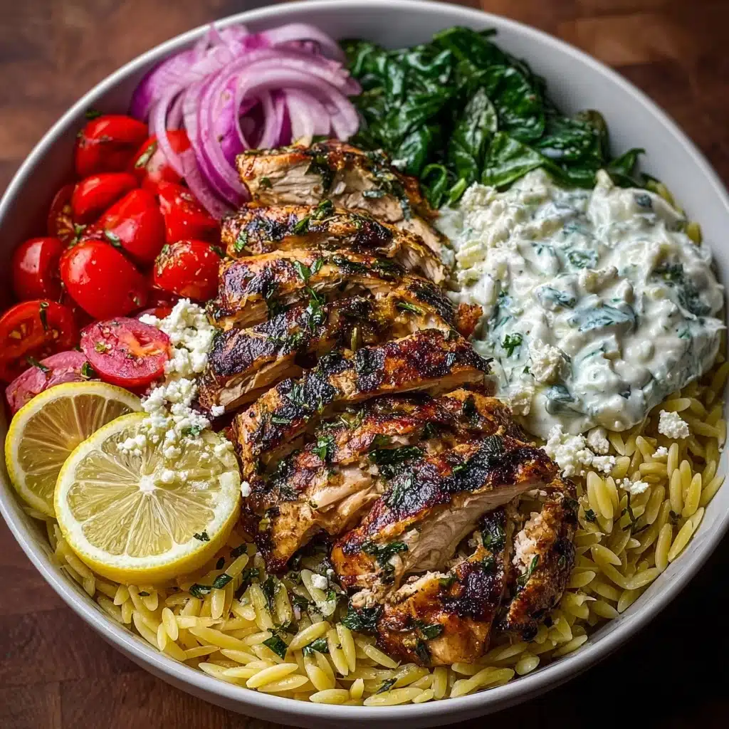 Lemon Dijon Chicken Orzo Bowl with Garlic Whipped Feta Recipe - Recipe Image