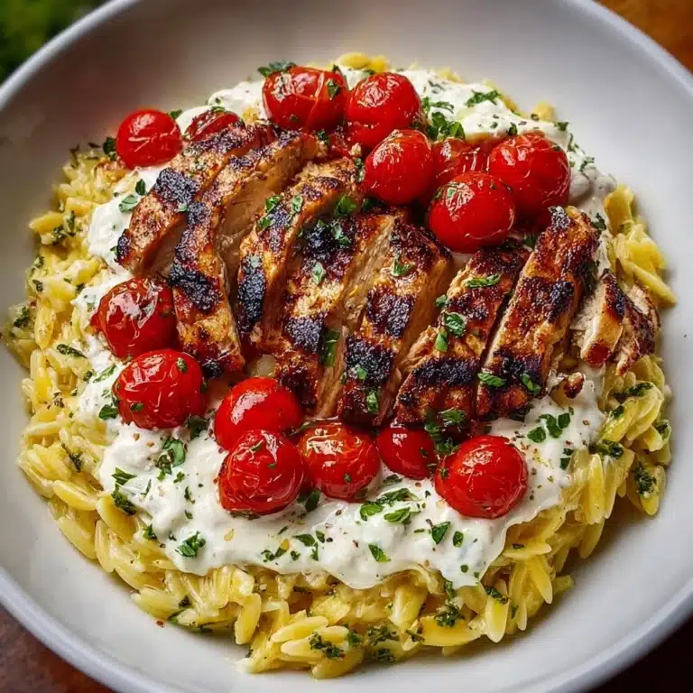 Lemon Garlic Chicken Orzo with Creamy Whipped Feta Recipe