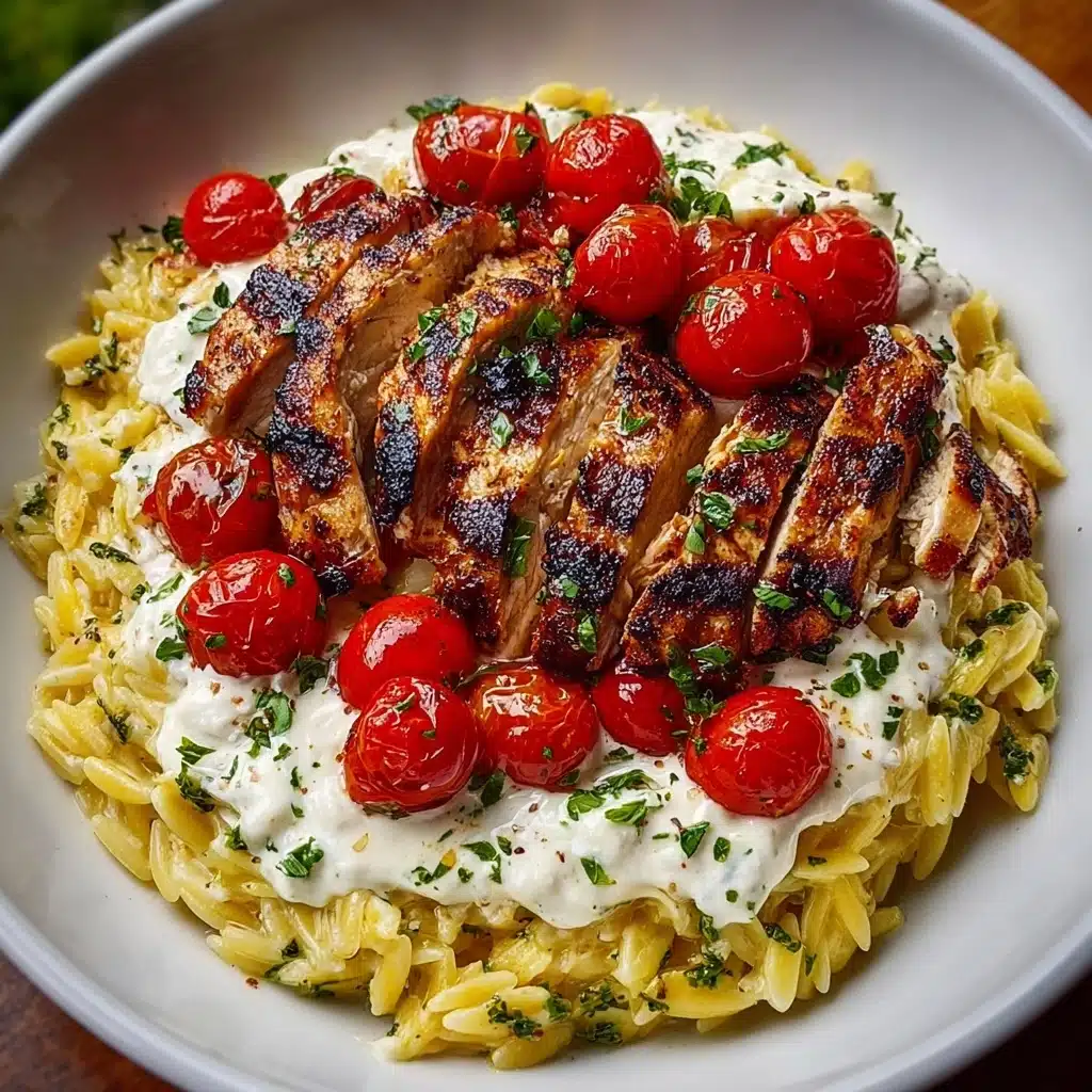 Lemon Garlic Chicken Orzo with Creamy Whipped Feta Recipe