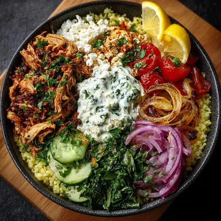 Greek Chicken Gyro Bowl with Minted Tzatziki Feta Recipe