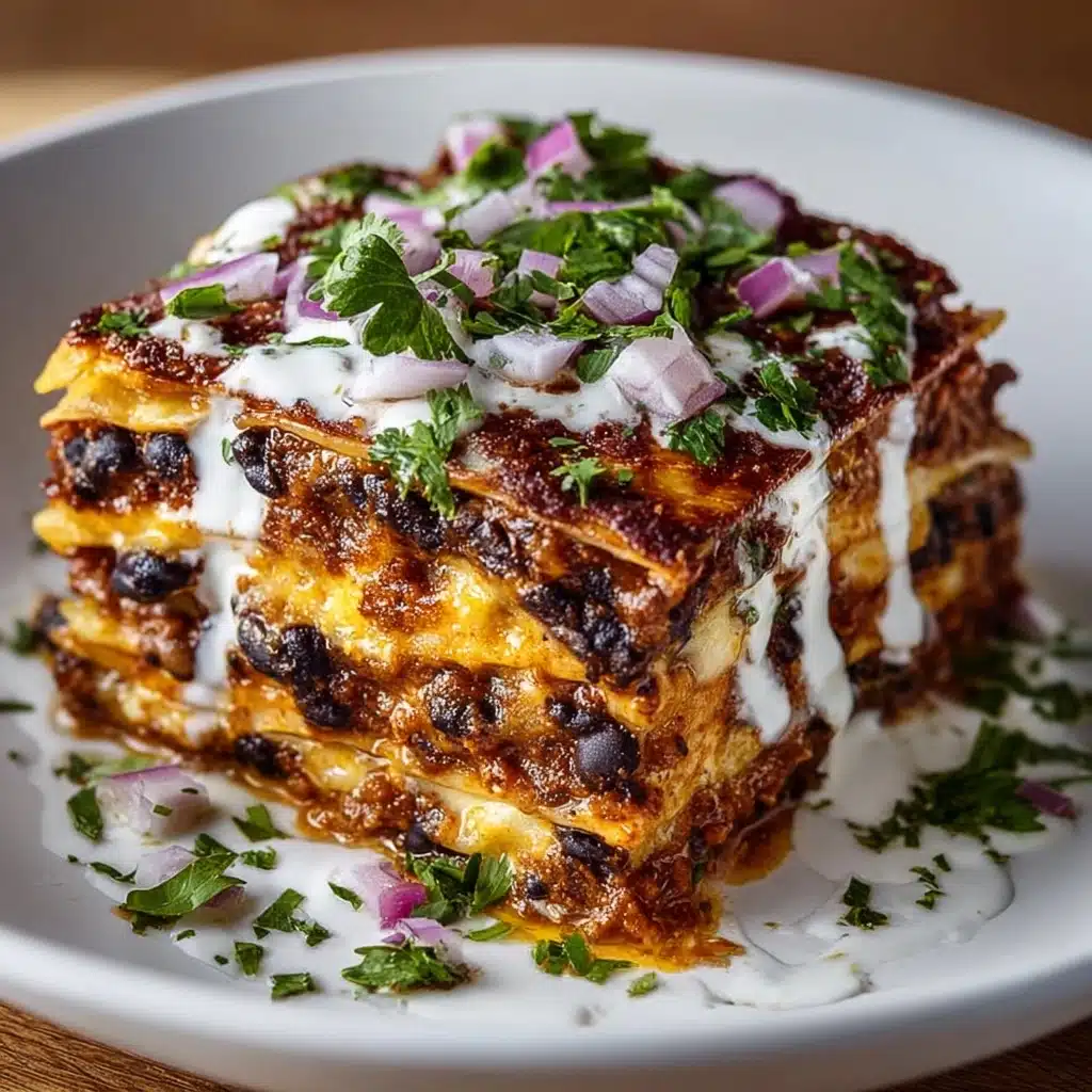 Sweet Potato & Black Bean Enchilada Stack with Lime Crema Recipe