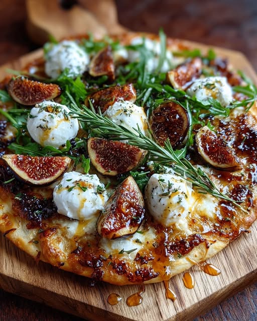 Fig & Burrata Flatbread with Rosemary Honey Drizzle Recipe - Recipe Image