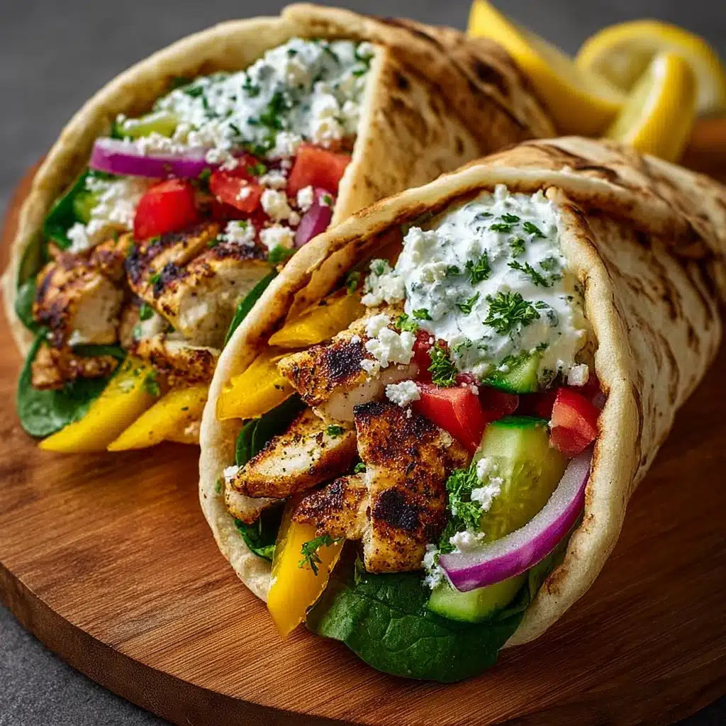 Mediterranean Lemon Chicken Pita Wraps Recipe - Recipe Image