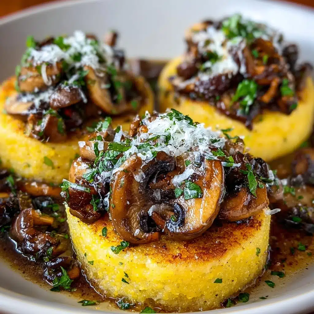 Crispy Polenta Rounds with Mushroom Ragù & Parmesan Recipe