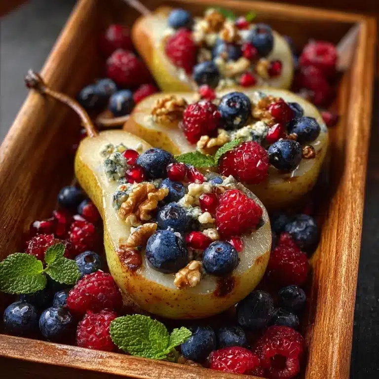 Baked Pears with Berries, Honey, Walnuts & Blue Cheese Recipe