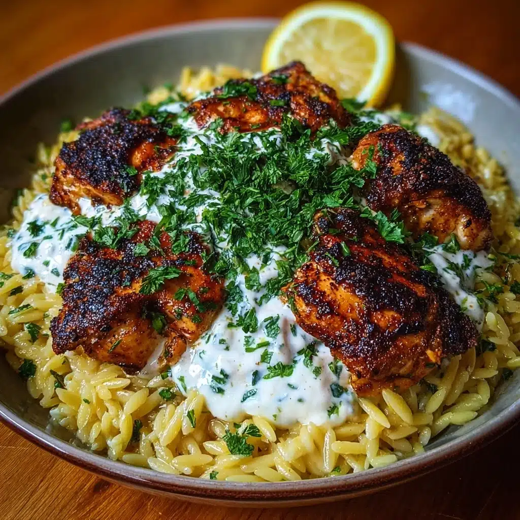 Lemon Garlic Chicken Orzo with Yogurt Whipped Feta Recipe - Recipe Image