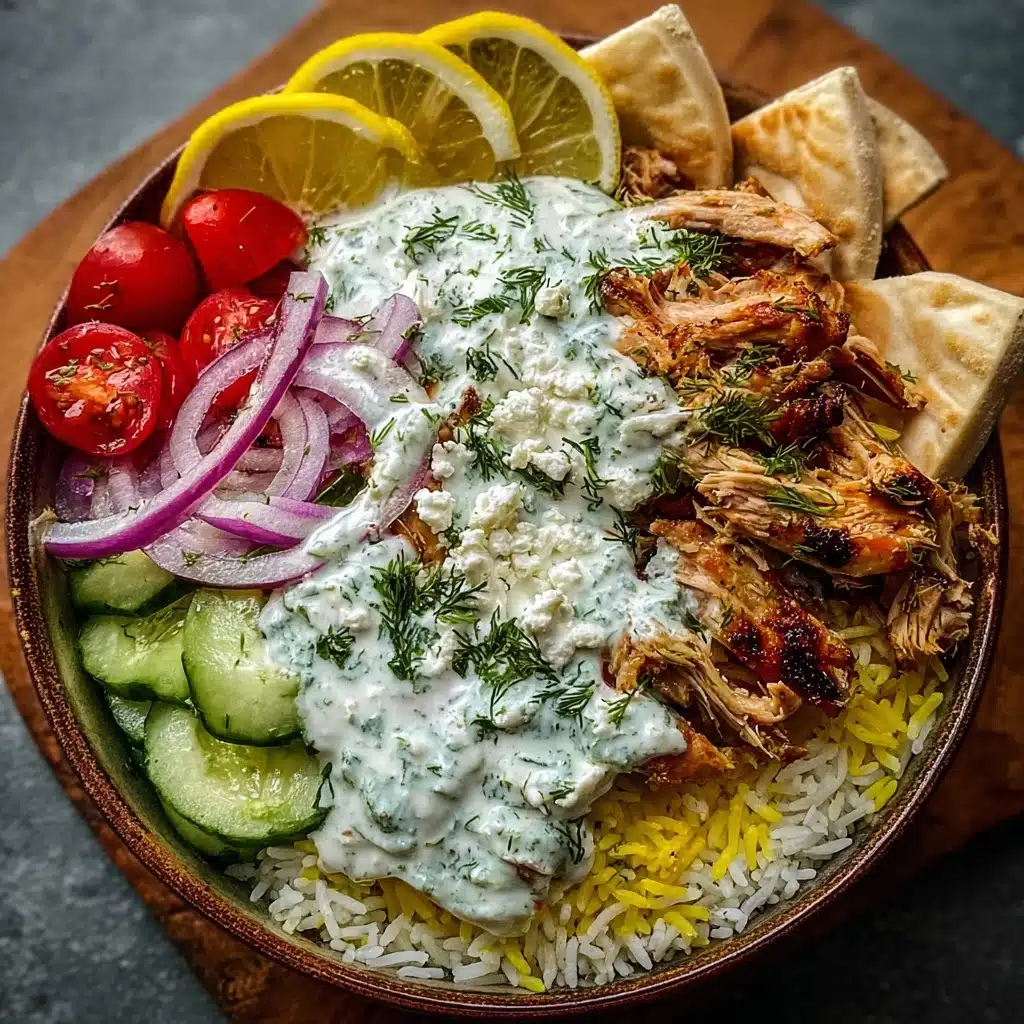 Greek Chicken Gyro Bowl with Lemon Tzatziki Feta Recipe - Recipe Image