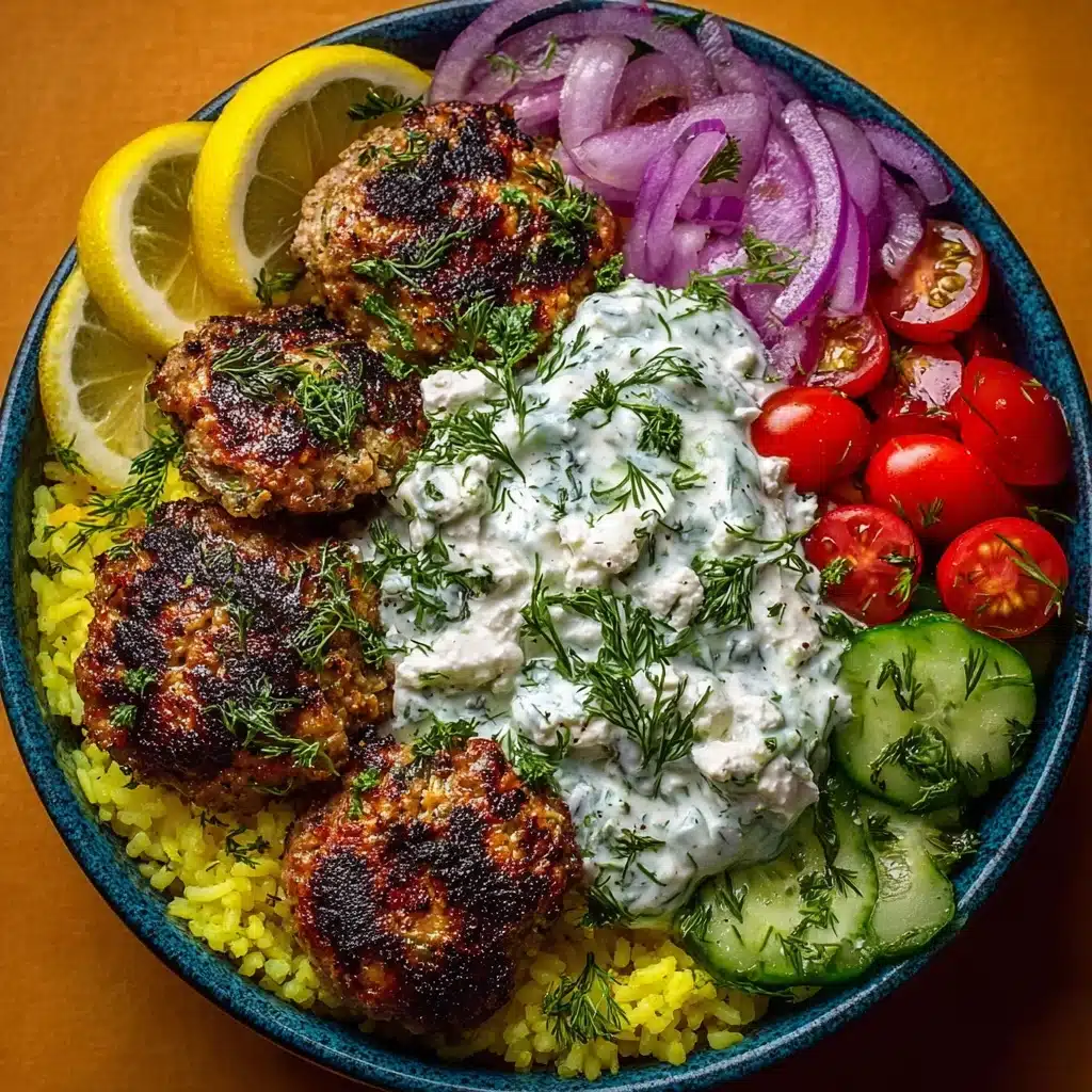 Greek Chicken Souvlaki Bowls with Creamy Feta Sauce Recipe - Recipe Image