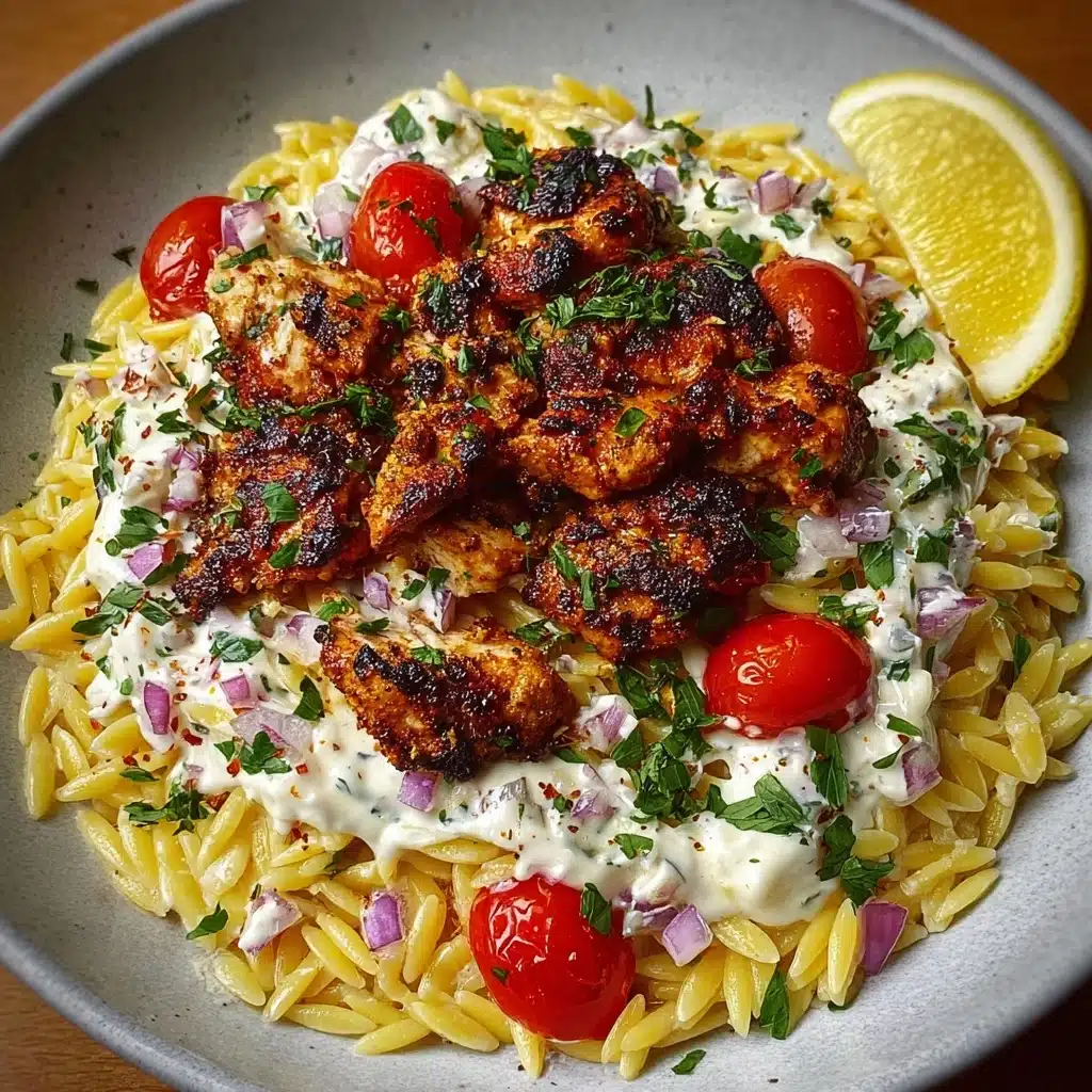 Lemon Garlic Chicken Orzo with Spicy Whipped Feta Recipe - Recipe Image
