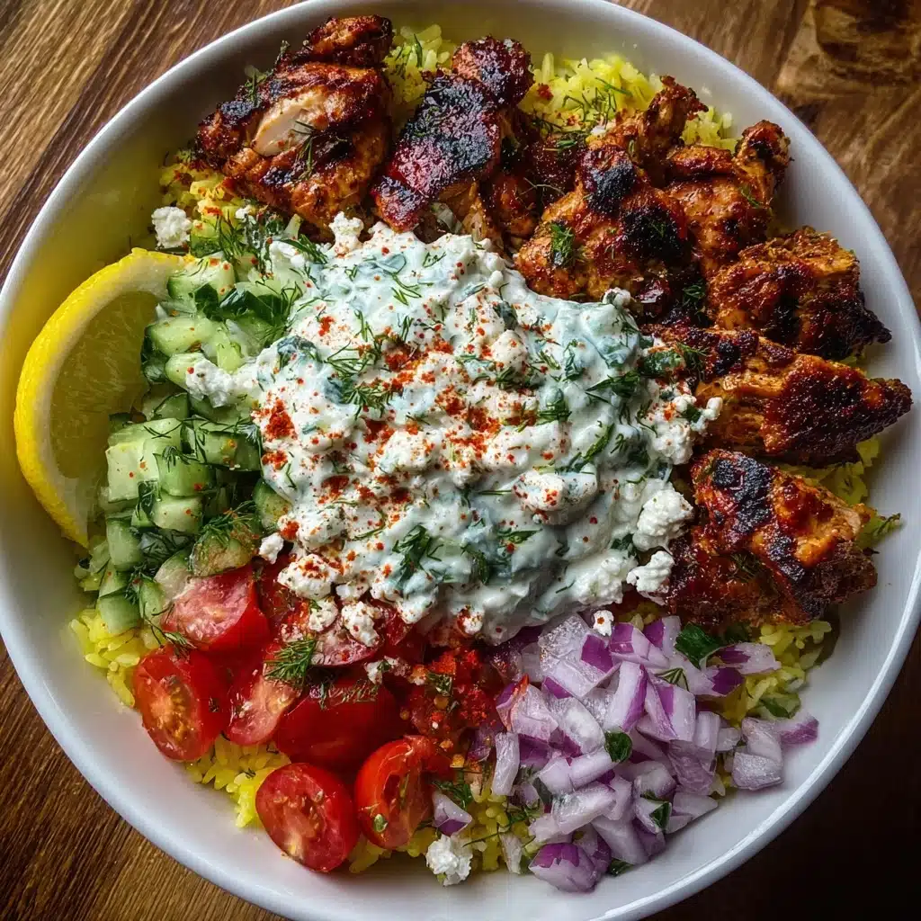 Greek Chicken Gyro Bowl with Garlic Tzatziki Feta Recipe - Recipe Image